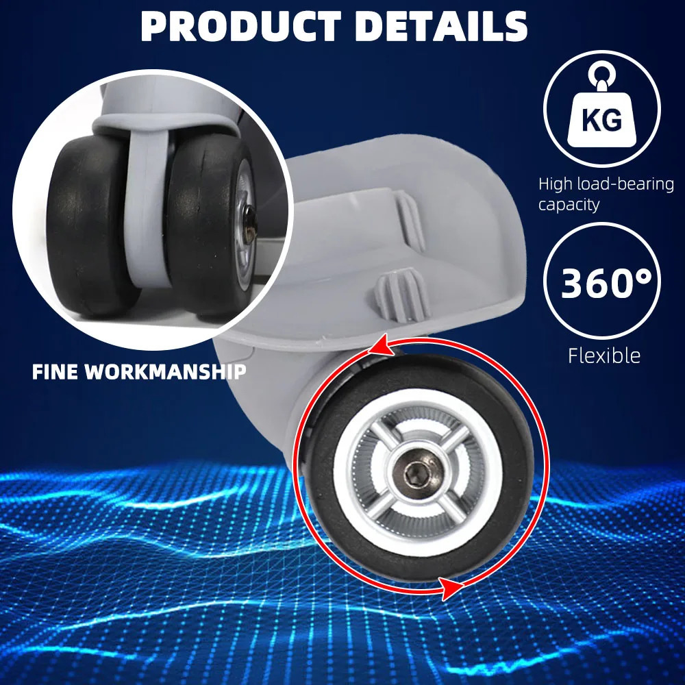 1 Pair Dual Roller Wheels Suitcase Luggage Replacement Casters Swivel Mute For Travelling Bag Travel Suitcase A08 Silent Wheels 251031