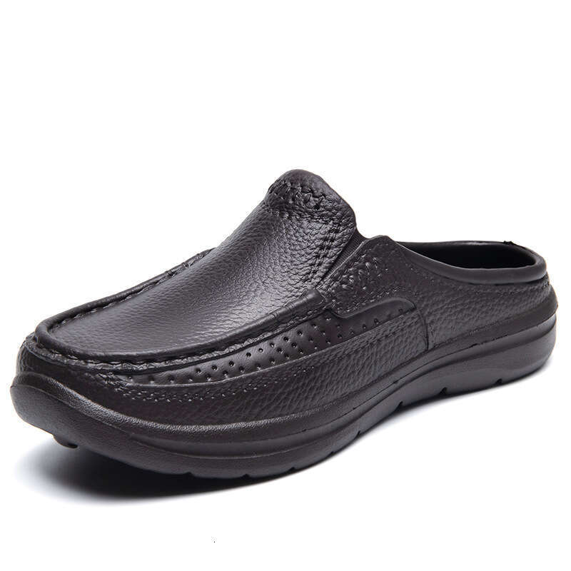 2023 Summer New One Step Driving Chef Shoes Large Baotou Lazy Half Tuo Thick Bottom Slippers