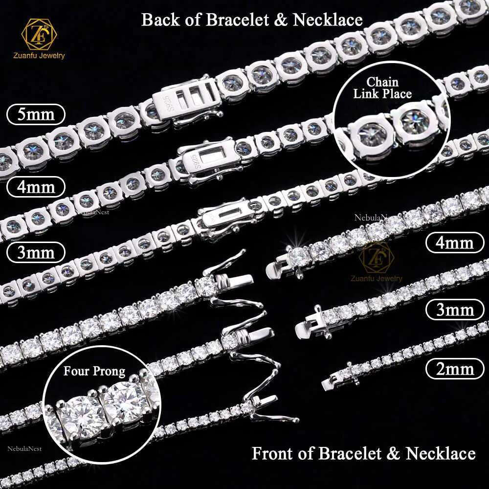 Wholesale Price HipHop Jewelry 2mm 3mm 4mm 5mm 6.5mm Sterg Sier D-VVS Dia Moissanite Tennis Chain Necklace