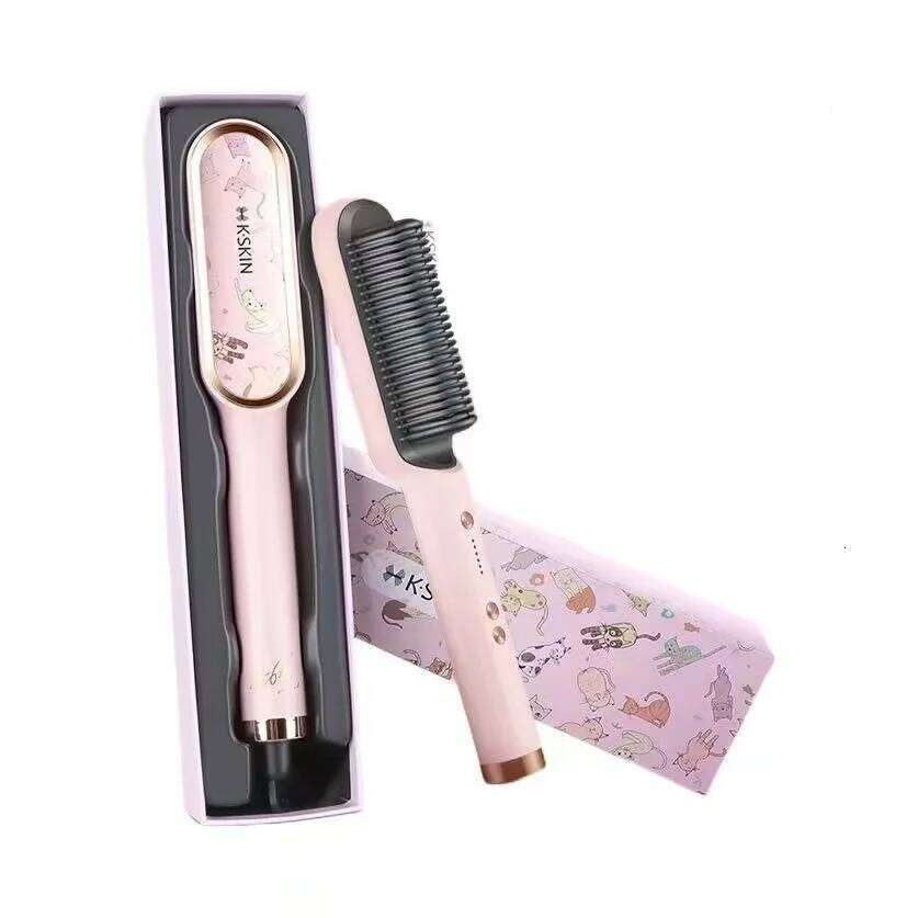 2In1 Professional Ionic Hair Straightener Curler Brush Ceramic PTC Heating Fast Straightening Curling Iron Hot Comb Styling Tool Xiusiyuan251105