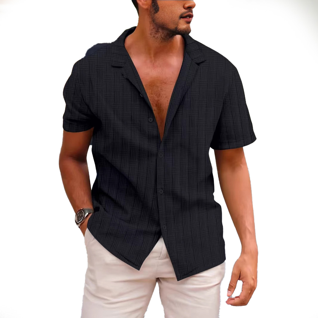 Designer men Lapel Neck Shirt New Striped Blouse Blouses Fashion Shirts Tops Short Sleeved Shirt Button up Tops for men