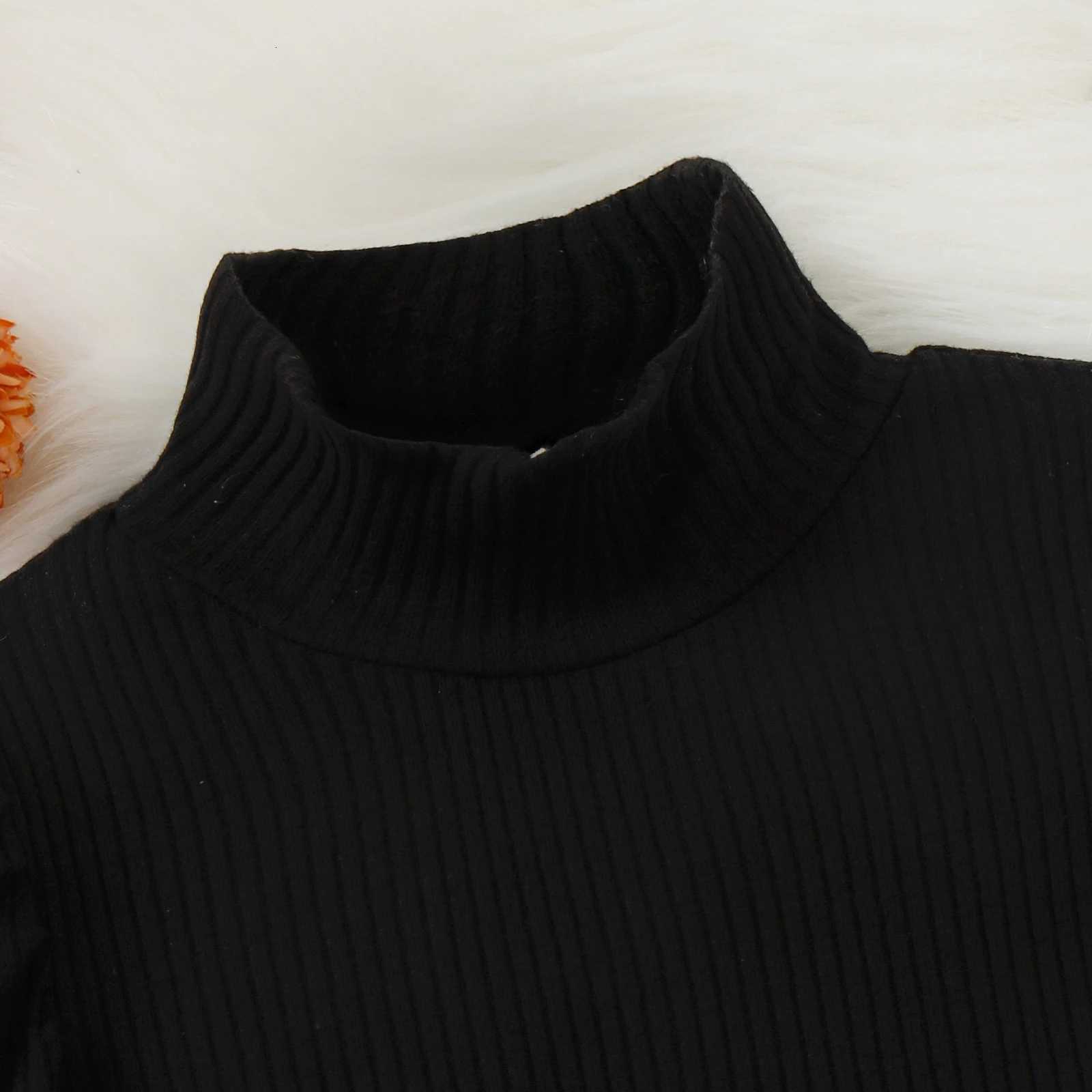 3PCS Autumn And Winter 1-4 Year Old Girls And Baby Trendy And Fashionable Solid Color High-Necked Top Plaid Skirt Suit Y251105