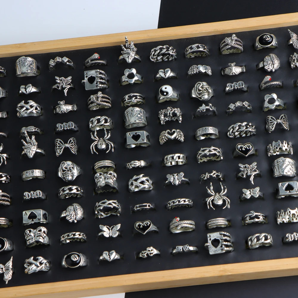203050PcsLot Fashion Vintage Punk Gothic Rings for Women Men Retro Animal Hop Hip Party Gifts Finger Jewelry Mix Style 251031