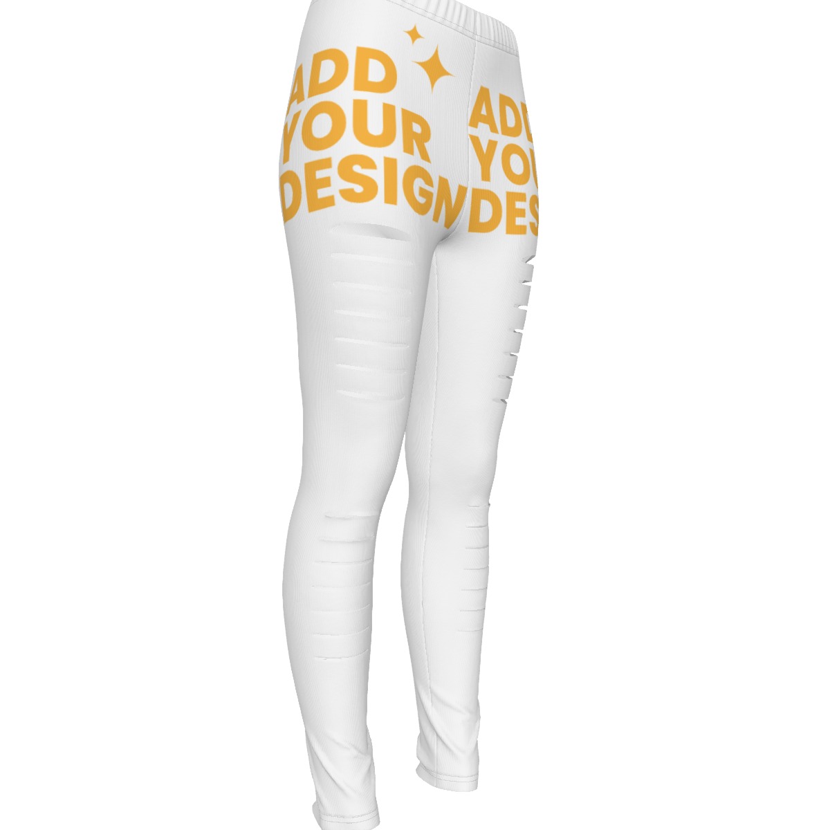 Women's Ripped Leggings All-Over Print, Distressed Workout Yoga Pants, Edgy Streetwear Fitness Pants 95% Polyester 5% Spandex