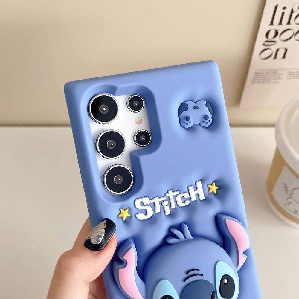 For Samsung Galaxy Ultra S23 S22 S21 S20 FE S24 Plus A54 3D Head Grip Tok Holder Cartoon Silicon Soft Phone Case