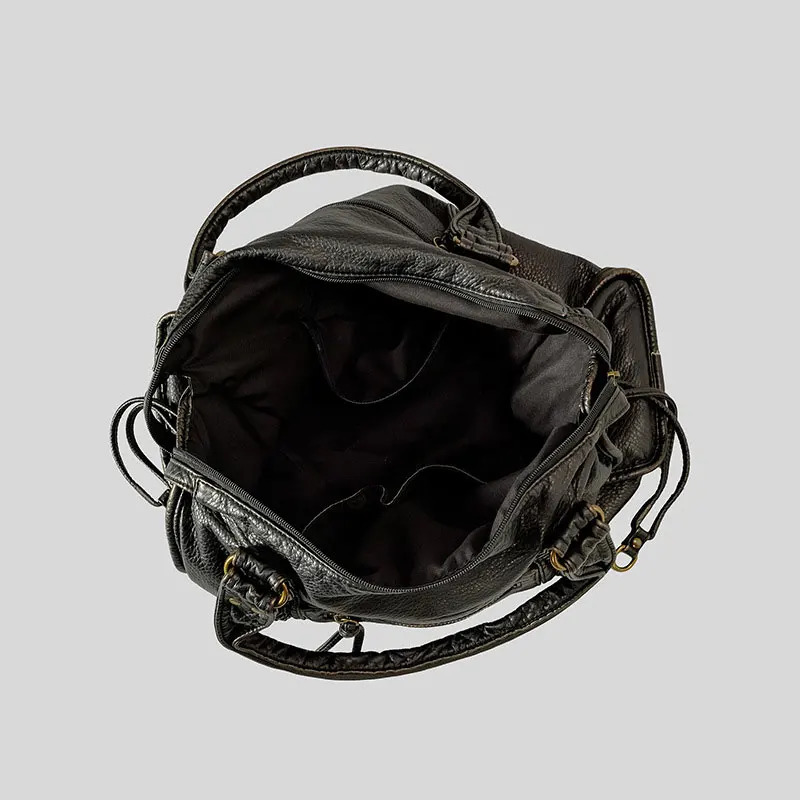 Y2K Spicy Single Shoulder Cross Bag Vintage Leather Motorcycle Bag Large Capacity Bag 250402