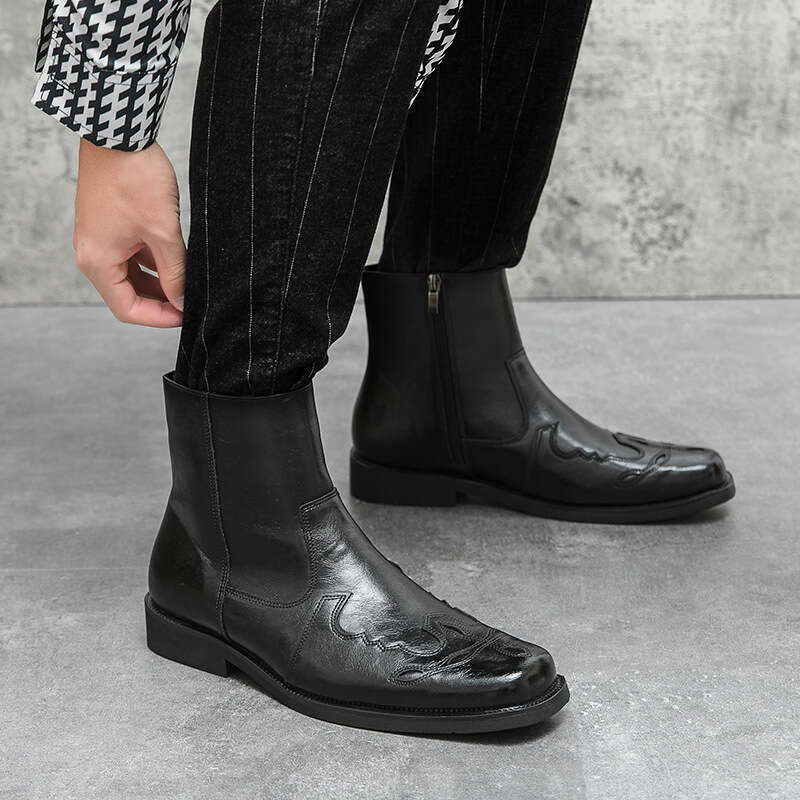 Large Western style cowboy knight sizes 38-46, new short Martin boots, men's boots