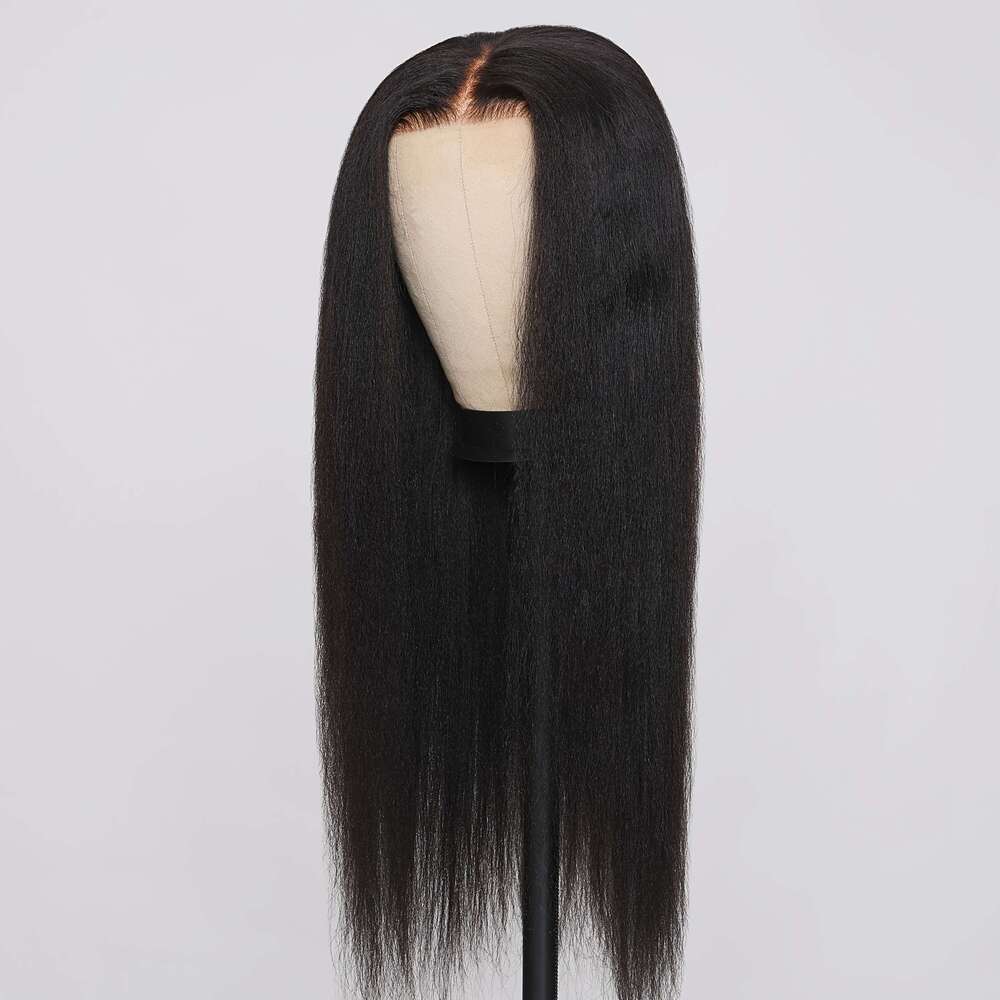 Nadula Bye Knots 7X5 HD Lace Front Wig Glueless Human - Brazilian Hair Density 150%, Pre Plucked Bleached Kinky/Straight For Black, Look Put On & Go W
