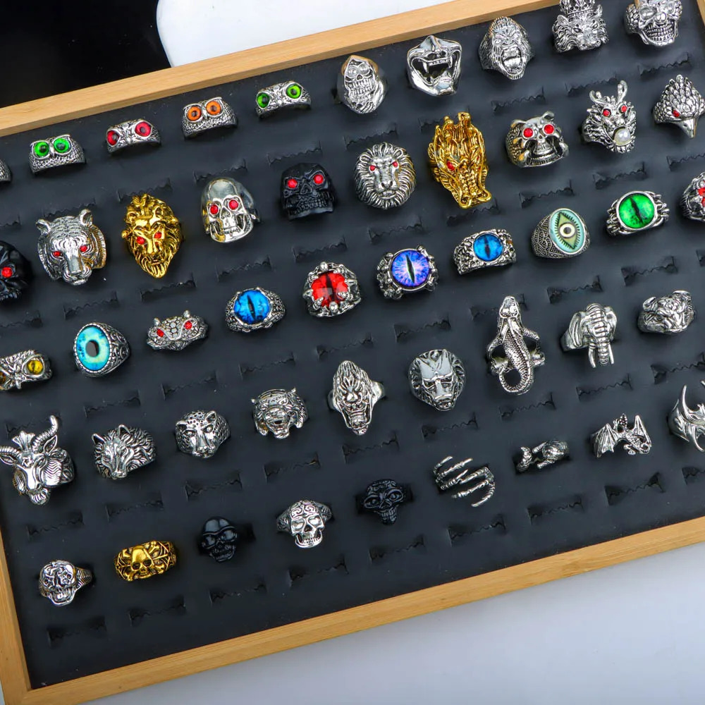 10203050pcsLot Fashion Classic Retro Punk Style Animal Owl Skull Rings For Men Women Hop Hip Jewelry Accessories Party Gifts 251031