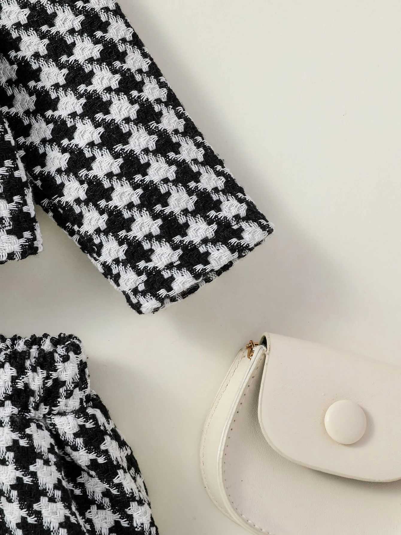 2Pcs Baby Preppy Style Honey Girls Autumn /Winter Turn-down Collar Plaid Coat and Skirt Set For Vacation Outdoor Wear Clothing Y251105