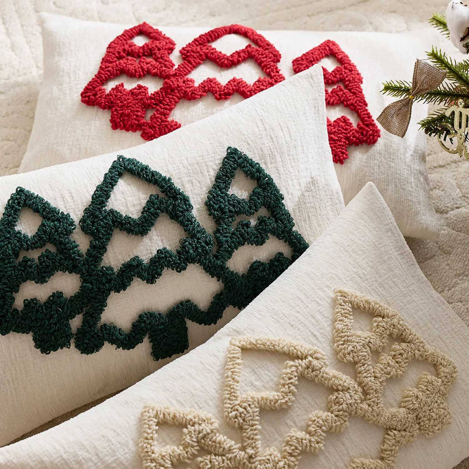 Christmas Festival Decoration Sofa Pillowcase Cojines Embroidered Christmas Tree Cushions Cover Christmas Party Pillowcases Y251105