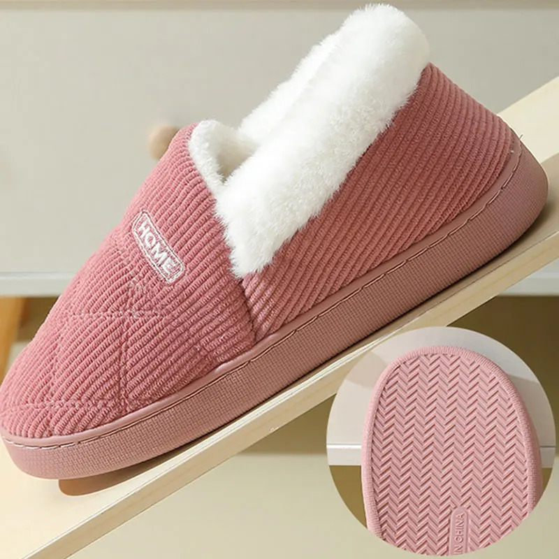 Comwarm Women Slippers Winter Warm Plush Fur Antiskid Cloud Slippers Outdoor Breathable Thick Flat Sole Soft Home Slippers 251031