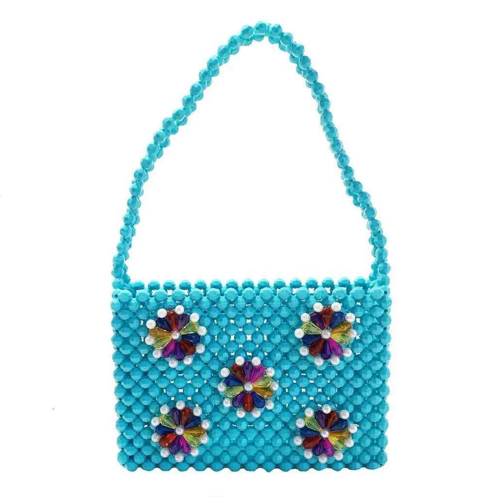 Pure Hand-woven Bucket 2019 New Fashion Pearl Beaded Woven Shoulder Messenger Bag Handbags Women Family