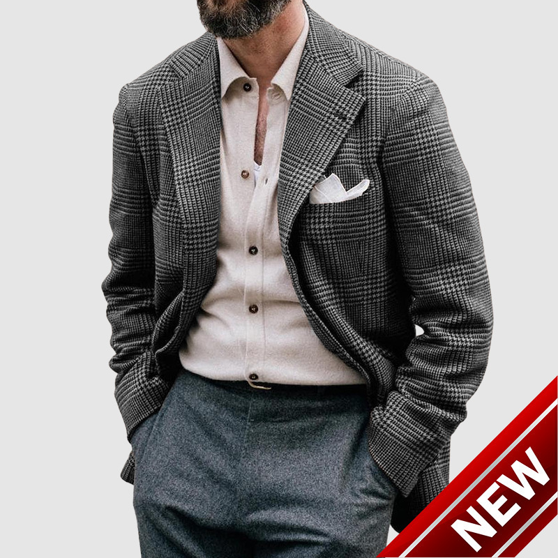 Mens Spring Top Casual Printed Double Button Suit Coat Mens Suit