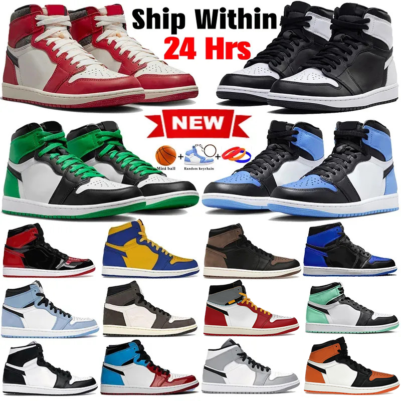 Mens 1 Basketball Shoes High 1s Reverse Panda Palomino UNC Toe University Blue Lost And Found Lucky Green Washed Black Pink Men Women Sneakers Sport Trainers