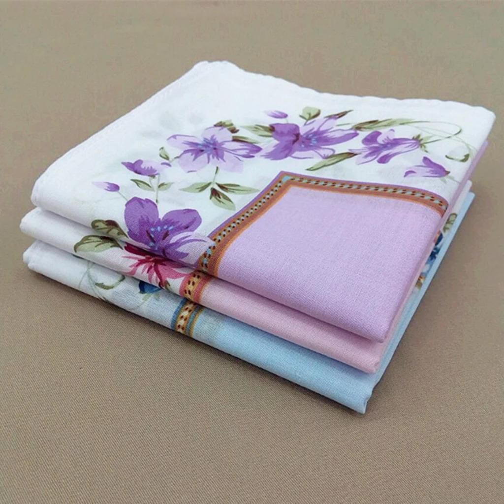 12Pcs Cotton Beautiful Handkerchiefs Women Pocket Hanky Party DIY Hankie Kerchiefs Towel 250403