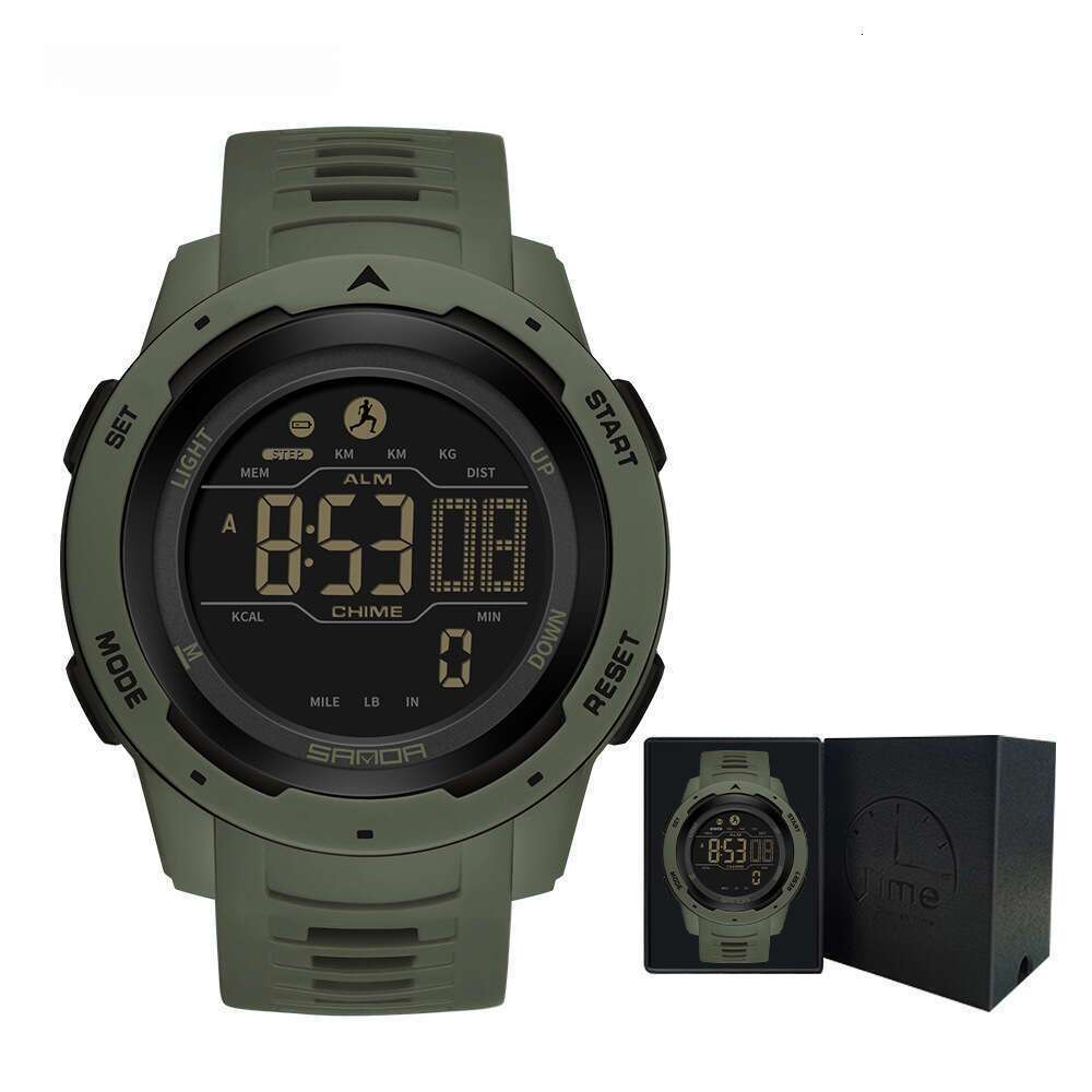 DHwatches Sanda Calorie Pedometer Alarm Clock Waterproof Multifunctional Hiking Sports Military Style Shockproof Smart Watch for Men and Women