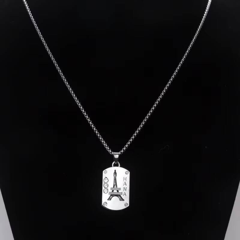 Square Hollow Love Heart Inlaid Rhinestone Necklace for Men Trendy Hip-hop Stainless Steel Necklace Cross Moissanite Necklace