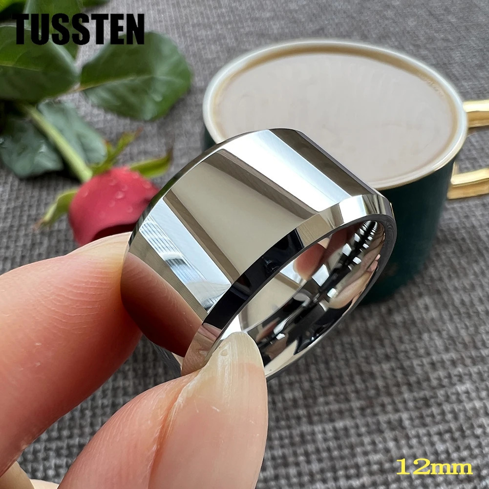 Drop TUSSTEN 1012MM Big Men Ring Tungsten Wedding Band Stepped Beveled Great Workmanship Fathers Day Gift Jewelry 251031