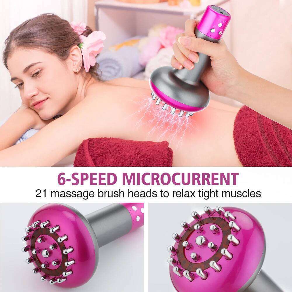 Electric Meridian Brush Scrapping Microcurrent Vibration Red Light Hot Compress Body Slimming Cellulite Massager Health Care