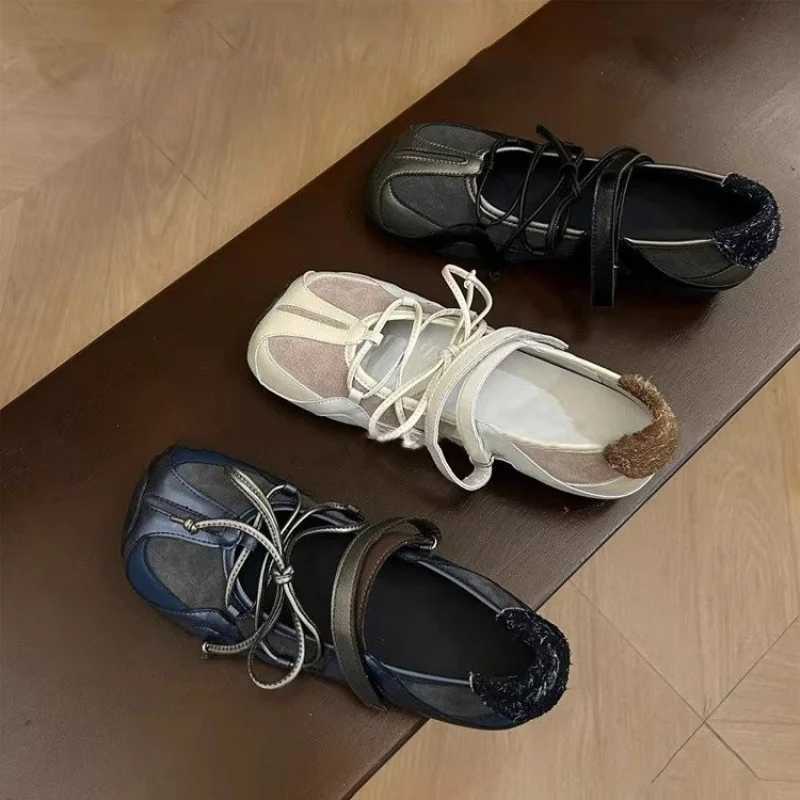 Niche Design Sense Ballet Shoes for Wen2025New Square Toe Flat Shoes Sports Casual Mary Jane Shoes Y251105