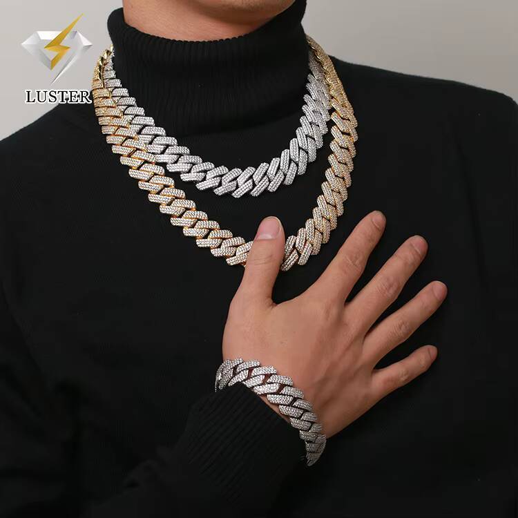 20mm Advanced Customization Hiphop Style Sterling Silver Moissanite Cuban Chain Necklace Moissanite