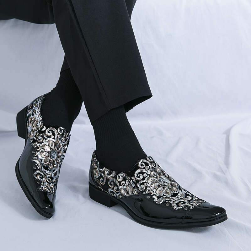 Large size new casual fashionable youth trend pointed toe shoes, business formal leather shoes
