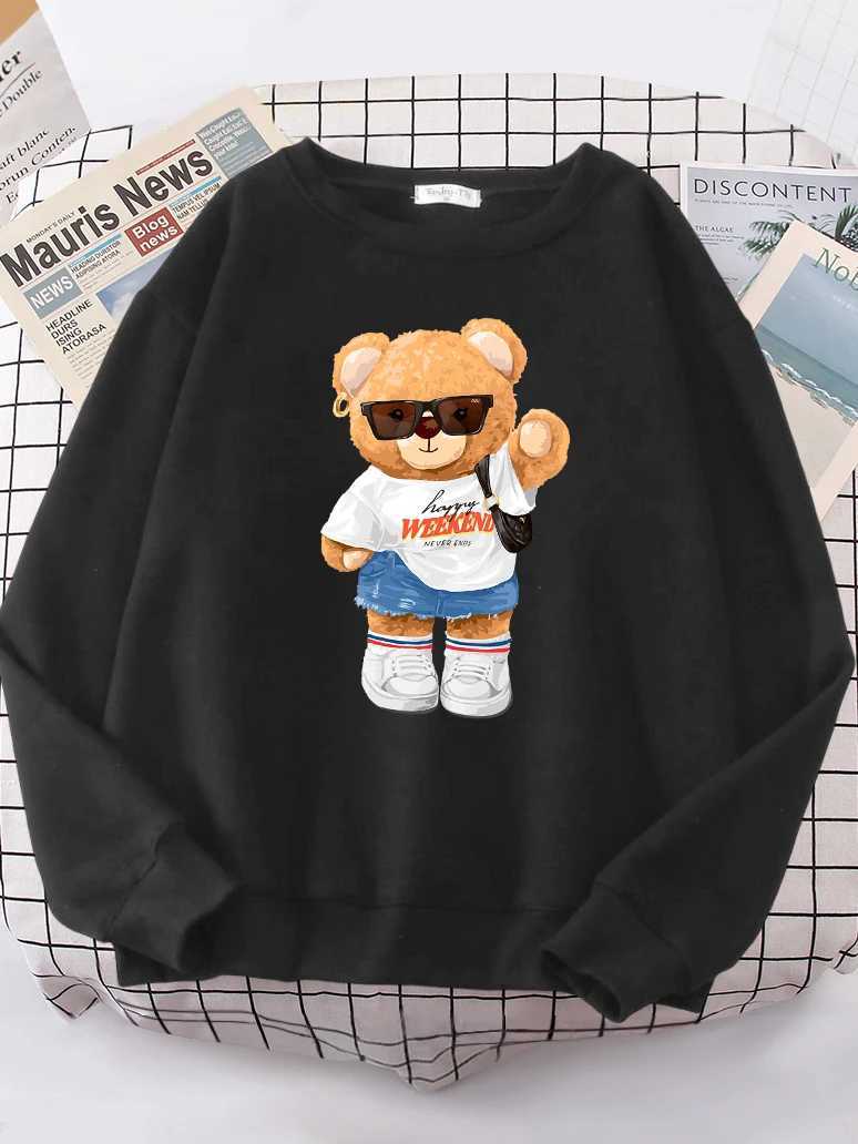 A Young Teday Bear Girl Full Of Vitality Cute Hoodie Women Street Fleece Hoody Hipster Loose Sweatshirt hip hop Oversized TopsT251105