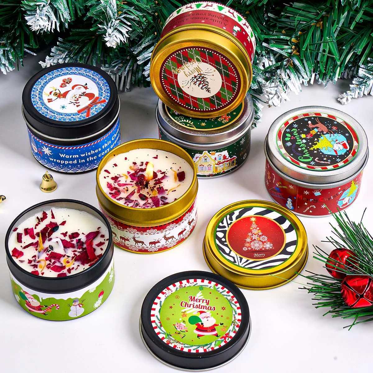 Scented Candle Set Gift DIY Smokeless Plant Aromatherapy Candles Dried Floral Tin Box Home Bedroom Xmas Party Decor Supplies C251105
