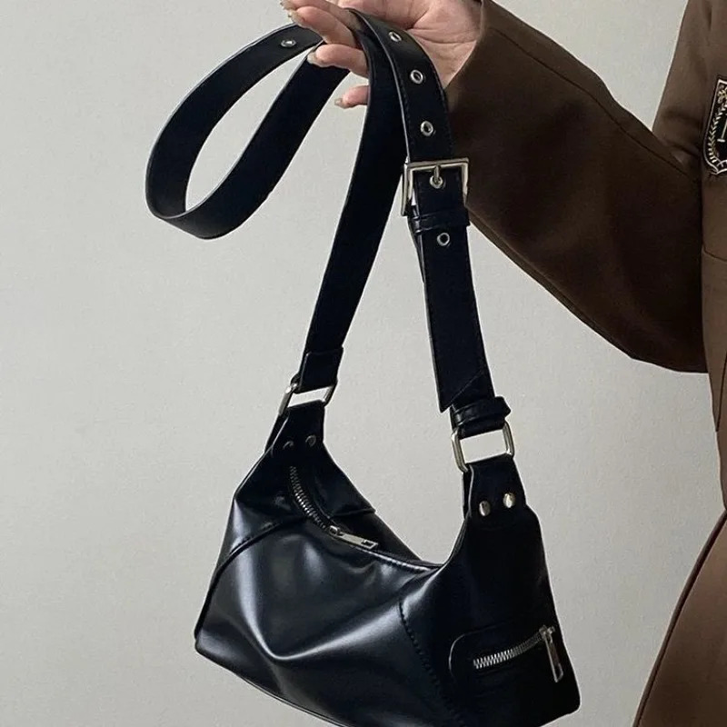 Vintage Thread Y2k Womens Shoulder Bags Cool Crossbody Bag Underarm Bag PU Leather Female Handbags Fashion Purse 251104