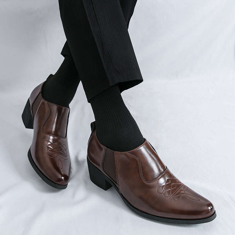 Men's leather shoes with a height increase of 6 centimeters outside the plus size 2024 Spring and Autumn Business Dress Office Groom's Weddi