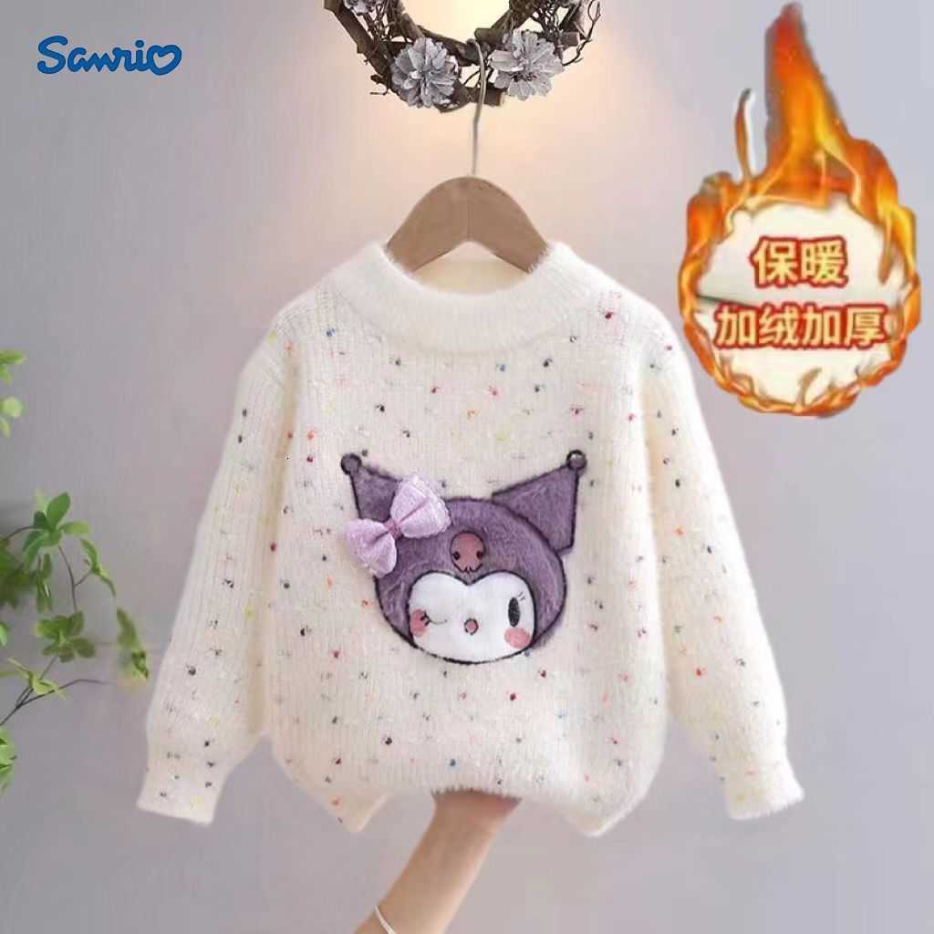 Sanrio Kuromi Sweater for Women Autumn and Winter 2025 New Fashionable Childrens Winter Thick Pullover Knitted Top Base Shirt H251105