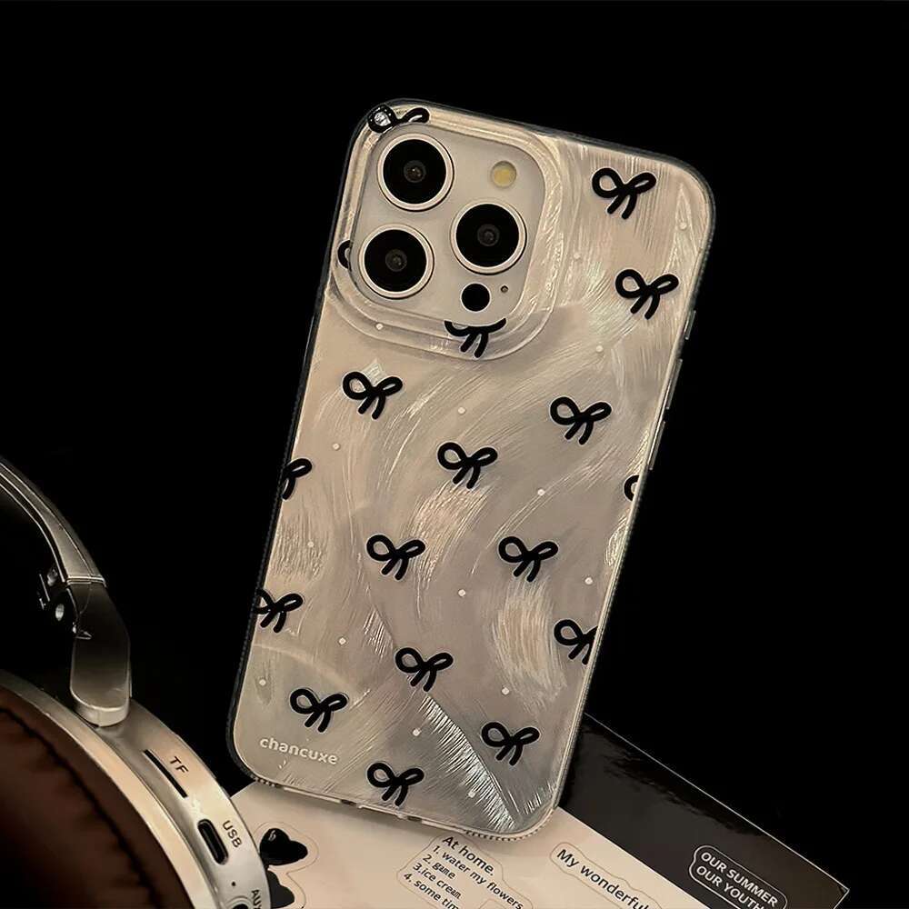 Laser Sier Bow knot Case for iPhone 16 15 14 13 12 11 Pro Plus 16E 7 8 SE2 X XS Max XR Shockproof Bumper Fundas