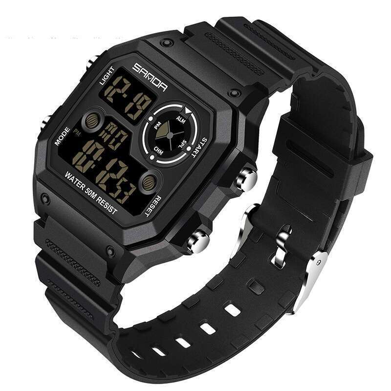 DHwatches Sanda Brand Square Wristwatch Swimming Waterproof Alarm Night Light Men's Student Korean Version Simple Fashion Sports Watch