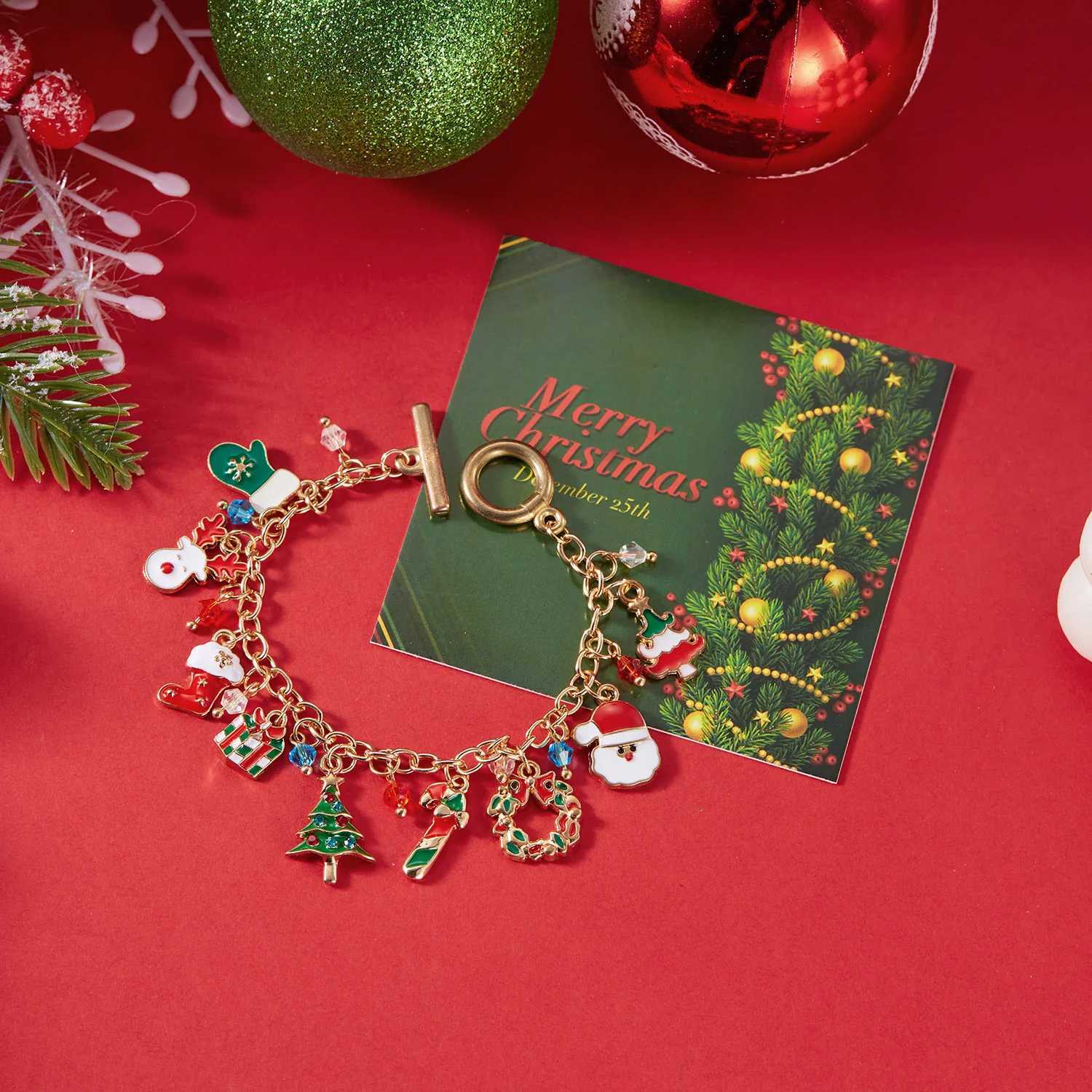 Cute Christmas Series Santa Claus Tree Elk Pendant Bracelets for Women Handmade OT Chain Thanksgiving Xmas Party Jewelry GiftsXJ251105