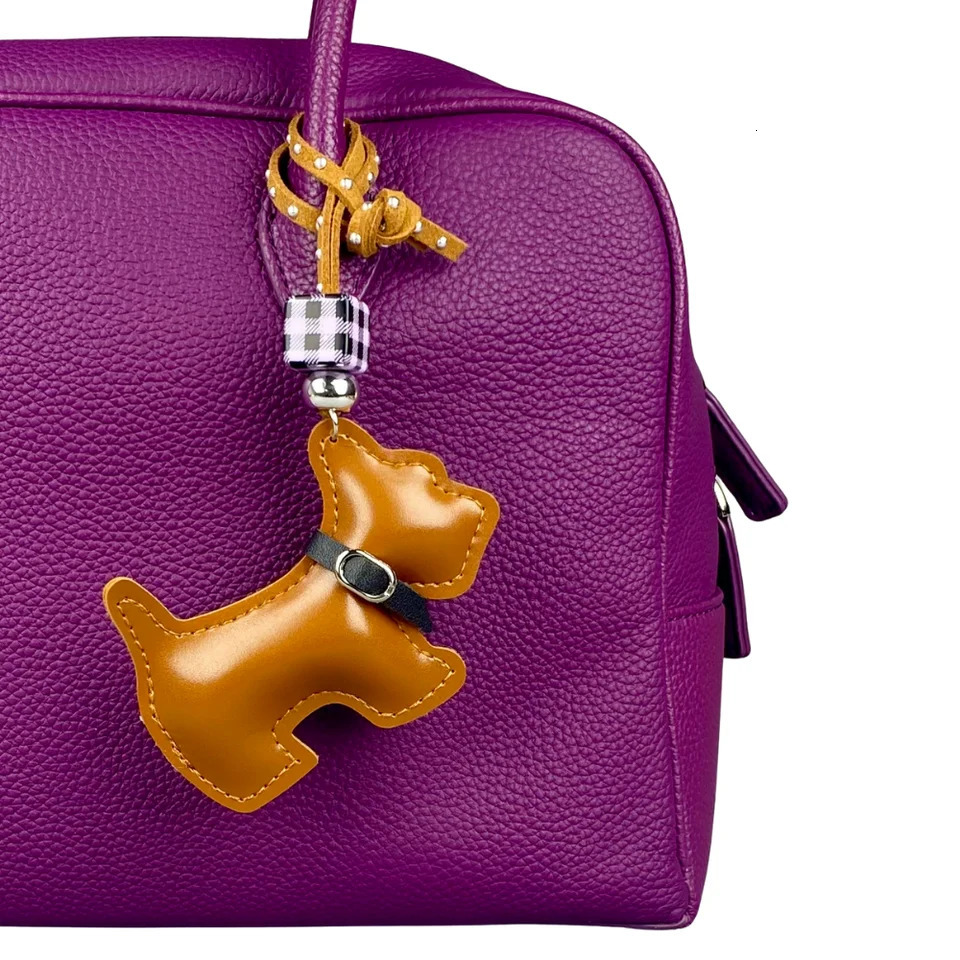 11 colors Cute Leather Schnauzer Bag Charm with Studded Beaded Lanyard Punk ChicPU LeatherIdeal Gift For WomenKids 251105