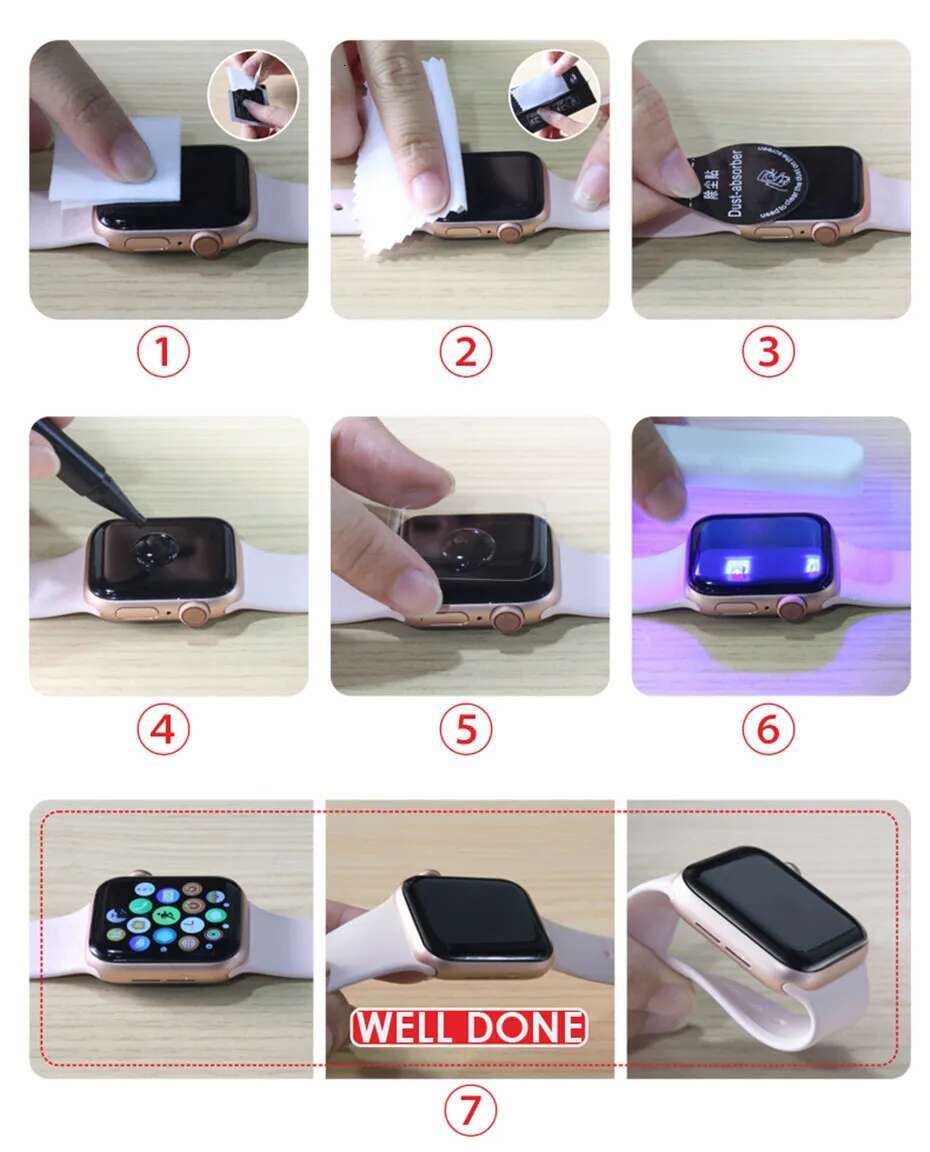 UV Curved Tempered For Apple Watch 44 38 42 40 41 45 MM 45MM 44MM Glass iWatch Series 8 9 4 5 6 SE 7 3 2 Screen Protector