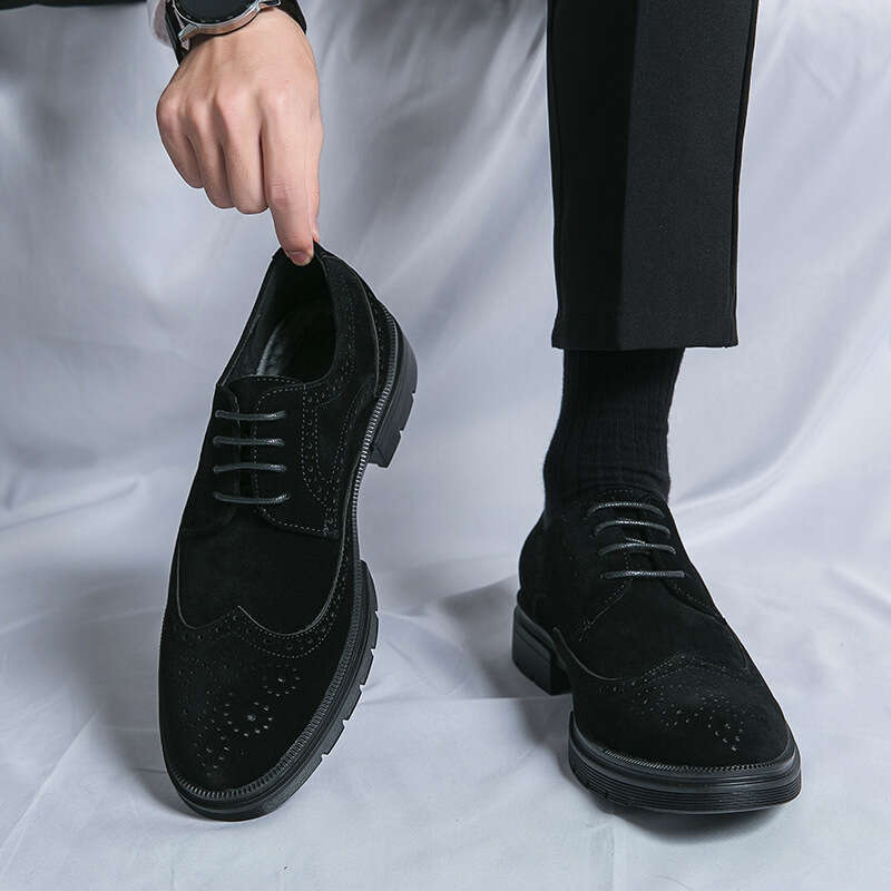 Large matte block dress shoes, sizes 38-46 carved business leather shoes