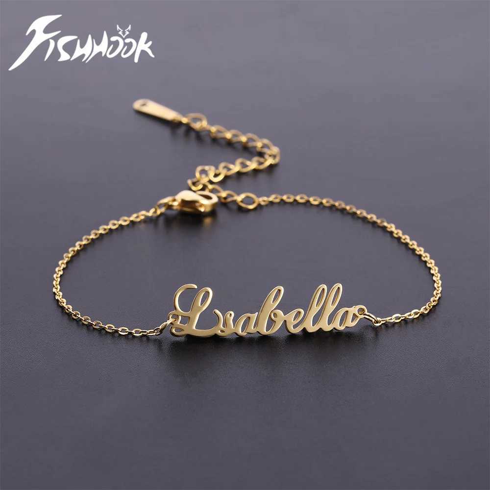 Letter Text Custom Name Bracelet For Baby Women Men Personalized Child Kid Gold Color Anklet Family Gift Stainless Steel JewelryXJ251105