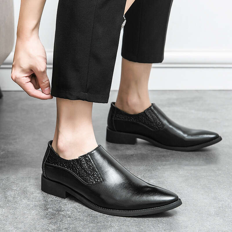 Large fitting low cut sizes 38-46, men's formal business casual leather shoes, pointed wedding shoes