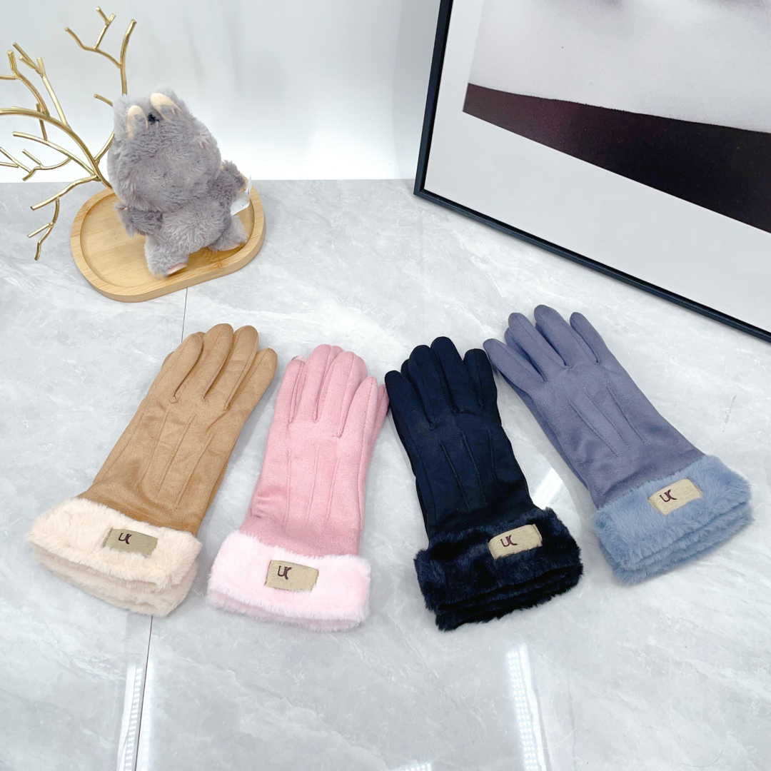 Designer Gloves Women's Minimalist Retro Autumn And Winter Fleece-lined Wool Gloves Men Warm Soft Daily Wear