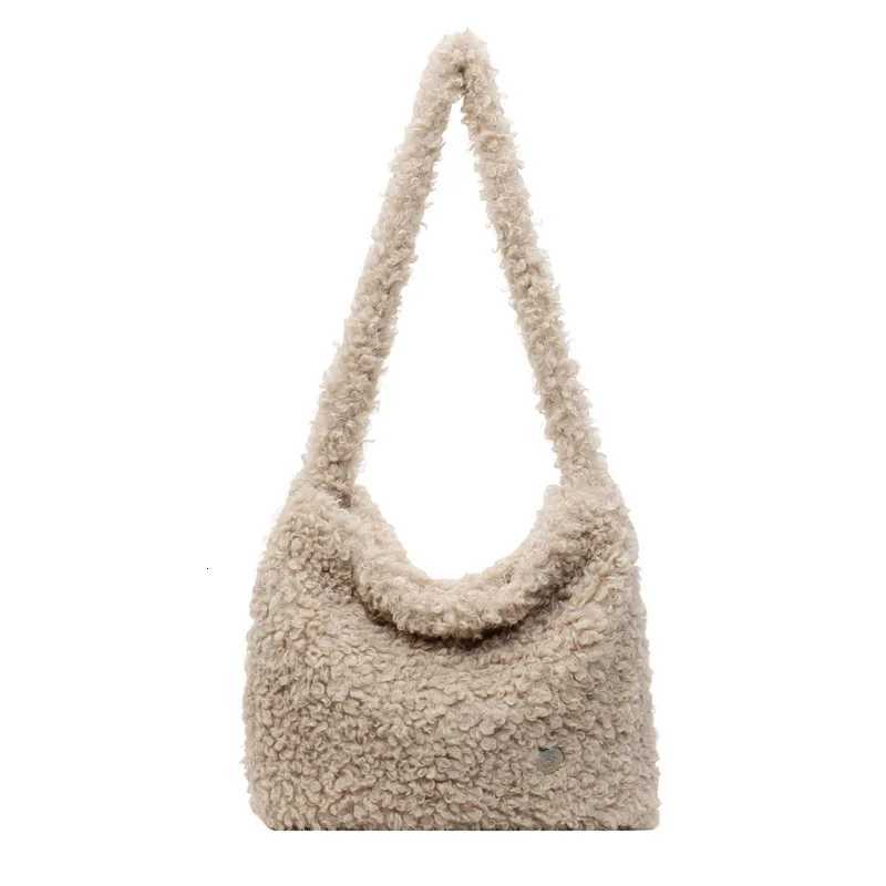 Cute Sweet Small Batch Faux Lamb Wool Tote Bag for Women 2025 Thick Soft Designer Luxury Bag Large Capacity Versatile Shoulder Z251104