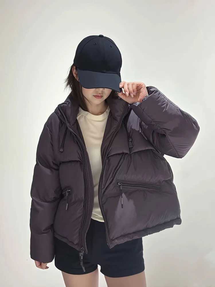 Winter Warm Hooded Short Down Jacket Women White Duck Down Zipper Fluffy Parker Outwears Female Puff Thicken Drawstring JacketsT251105