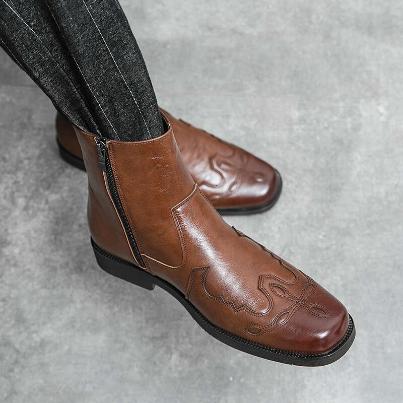 Large Western style cowboy knight sizes 38-46, new short Martin boots, men's boots