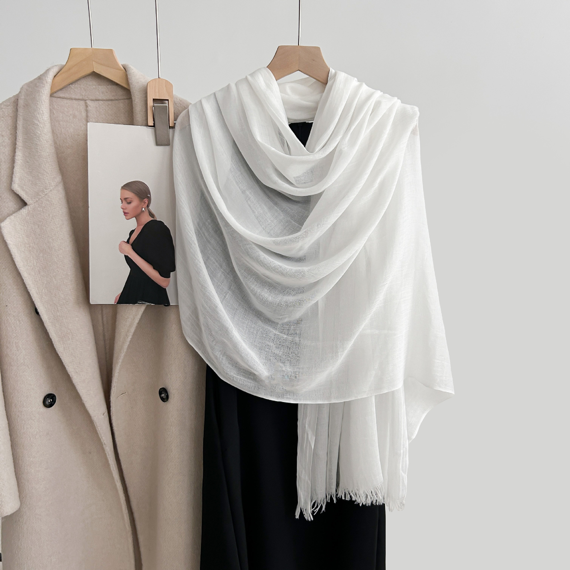 K308 Cotton and linen scarf high-end spring and summer all-match pure color Japanese and Korean atmosphere gauze scarf sunscreen shawl simple neck sca