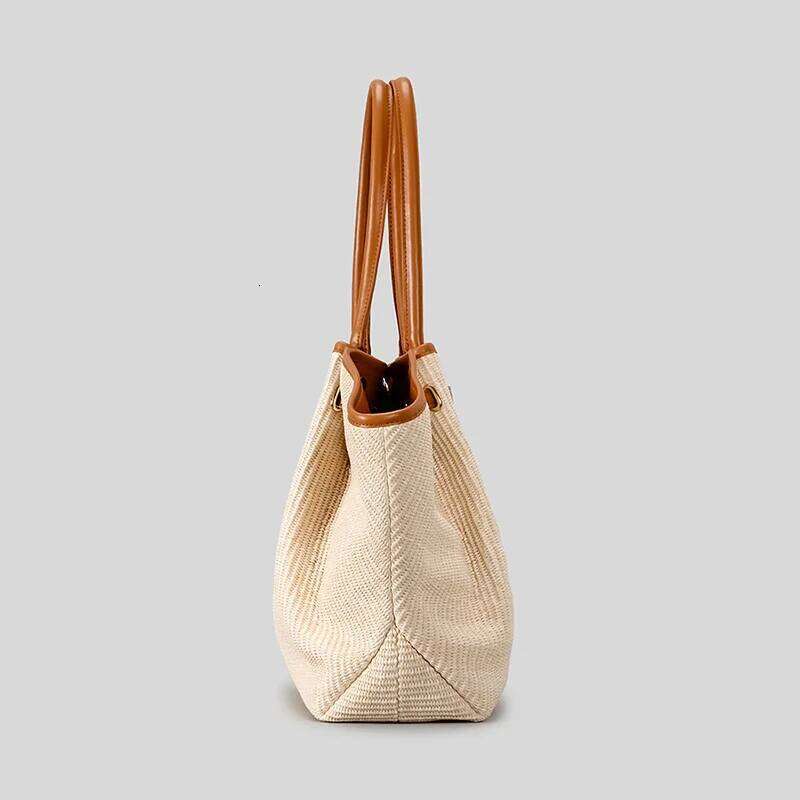 European American Fashion Dump Light High Quality Pu Leather Tote Niche Designer Straw Versatile Commuter Bag