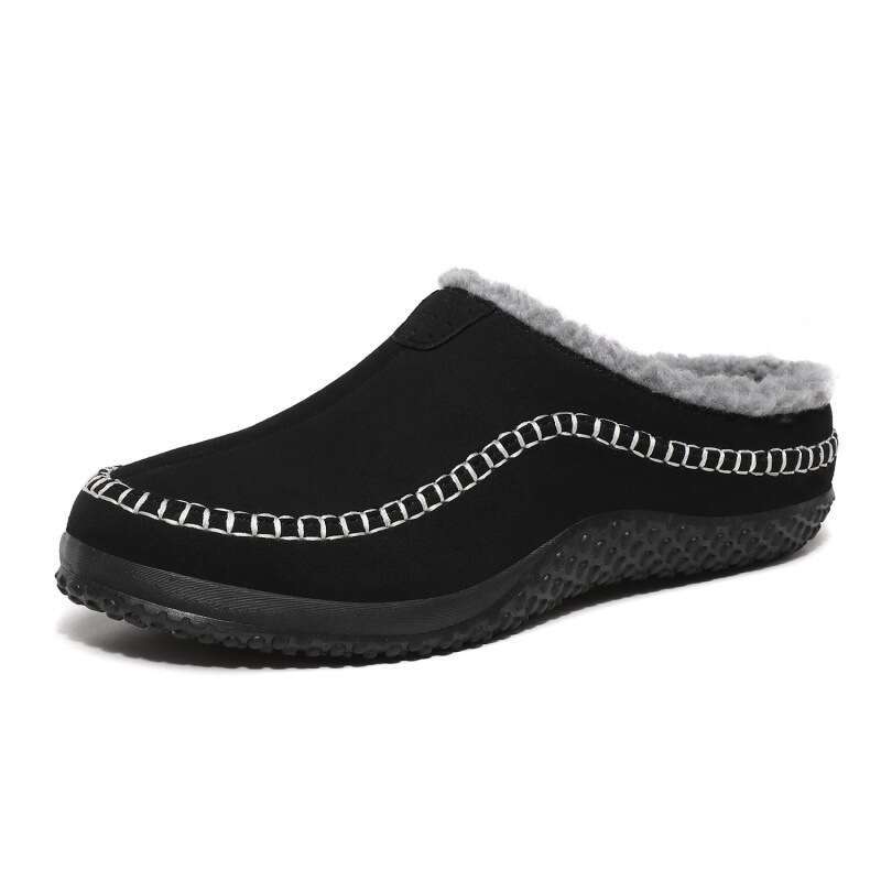 Large size men's with winter fleece, indoor cotton slippers for lazy people, casual toe shoes BY-9