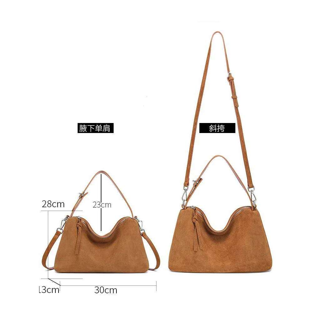 Designer Underarm Fashion Grey Brown Roomy Big Boston Tote Soft Matte Suede Cow Leather Women's Handbag Shoulder Bag 251105