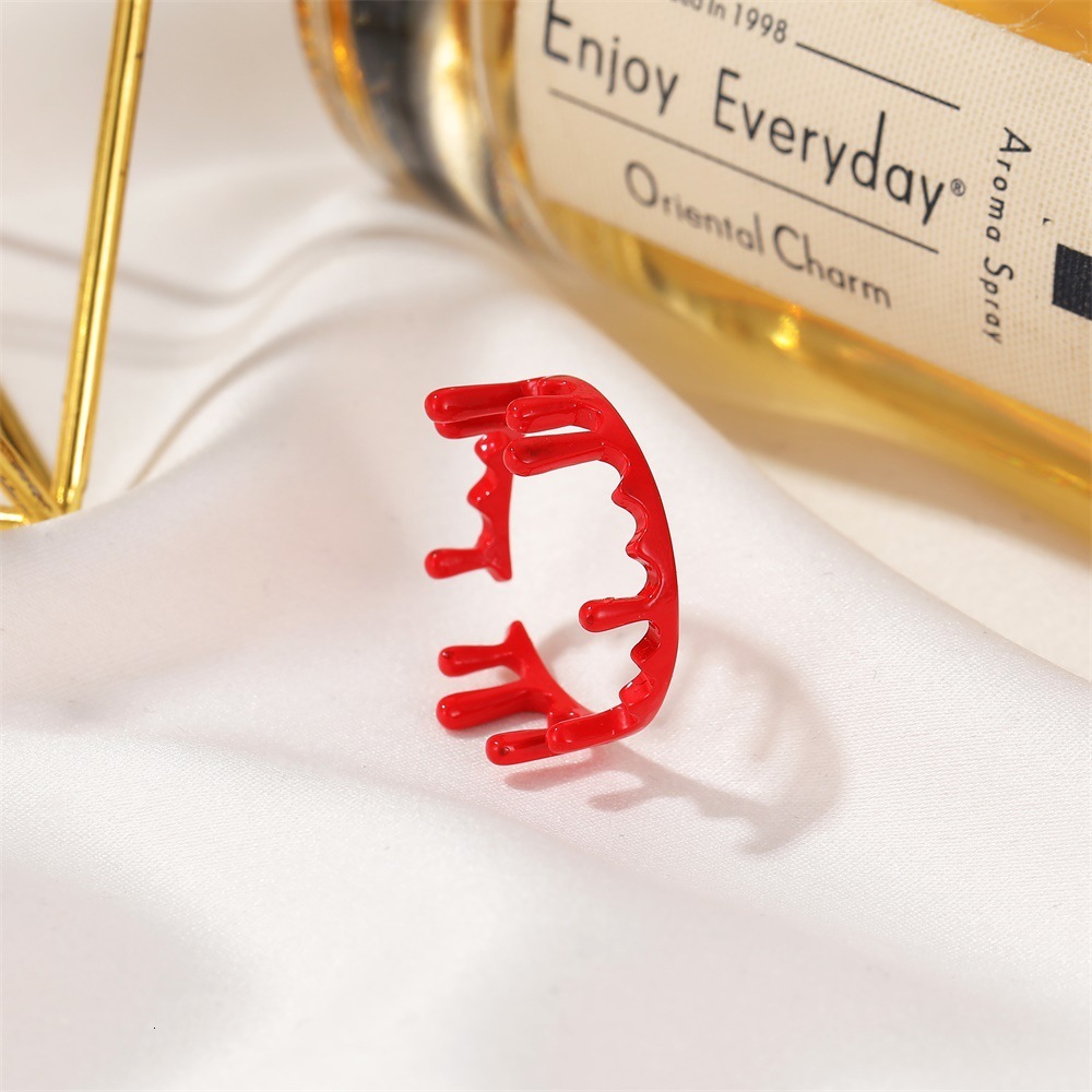 Halloween Quirky Decoration Horror Vampire Cut Fake Blood Trace Personality Dark Style Bleeding Open Ring