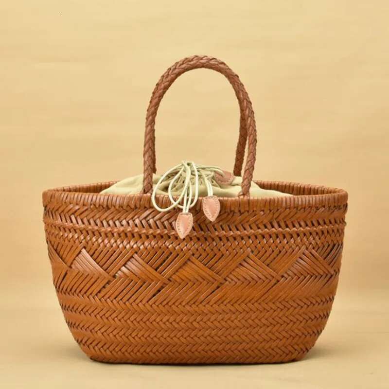 French hand-woven 100% Genuine Leather Shoulder with Casual Woven Inside Vintage Shopping Bag Crossed Tote Bags